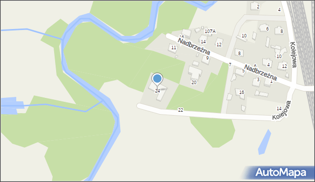 Trzcianki Osada, Kolejowa, 24, mapa Trzcianki Osada