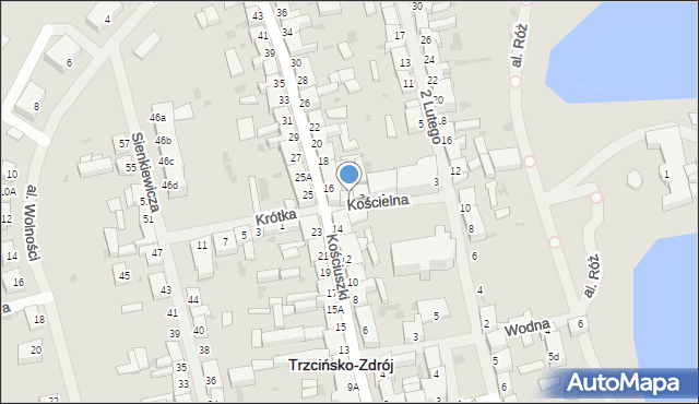 Trzcińsko-Zdrój, Kościelna, 1, mapa Trzcińsko-Zdrój