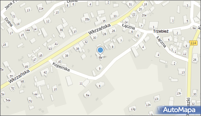 Trzebież, Kopernika Mikołaja, 8a, mapa Trzebież