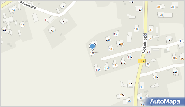 Trzebież, Kościuszki Tadeusza, gen., 13f, mapa Trzebież