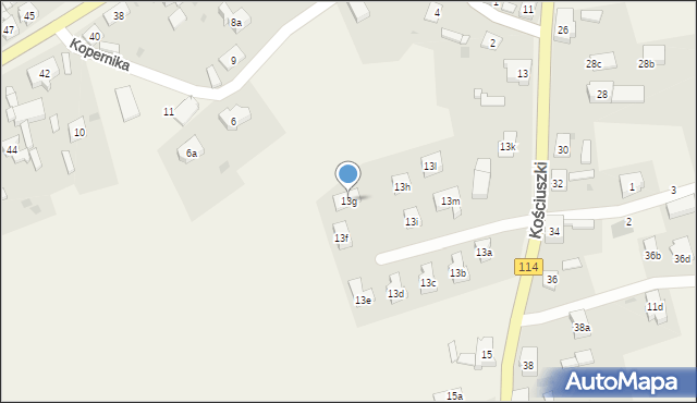 Trzebież, Kościuszki Tadeusza, gen., 13g, mapa Trzebież