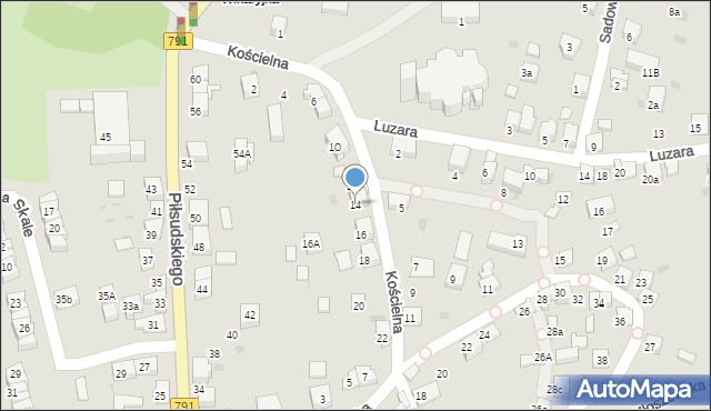 Trzebinia, Kościelna, 14, mapa Trzebinia
