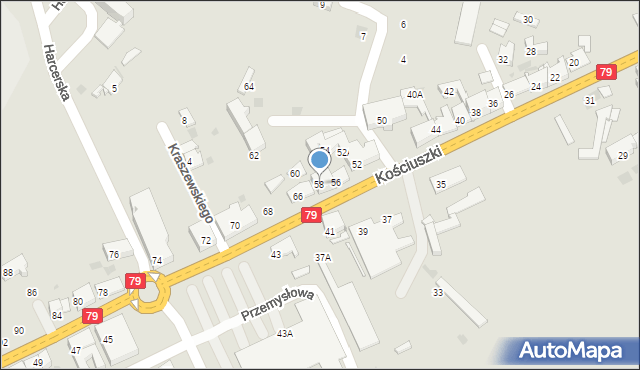 Trzebinia, Kościuszki Tadeusza, gen., 58, mapa Trzebinia