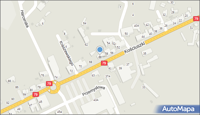 Trzebinia, Kościuszki Tadeusza, gen., 66, mapa Trzebinia