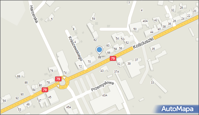 Trzebinia, Kościuszki Tadeusza, gen., 68, mapa Trzebinia