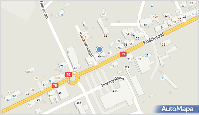 Trzebinia, Kościuszki Tadeusza, gen., 70, mapa Trzebinia