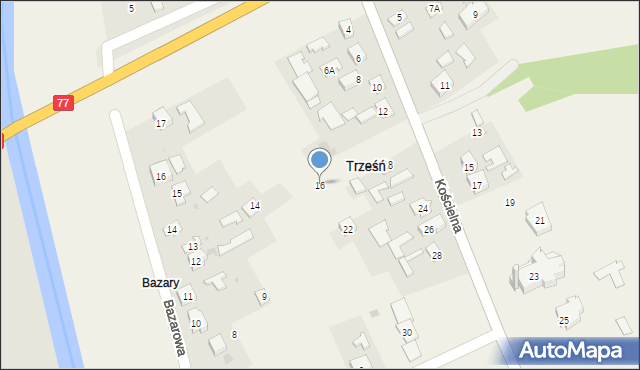 Trześń, Kościelna, 16, mapa Trześń