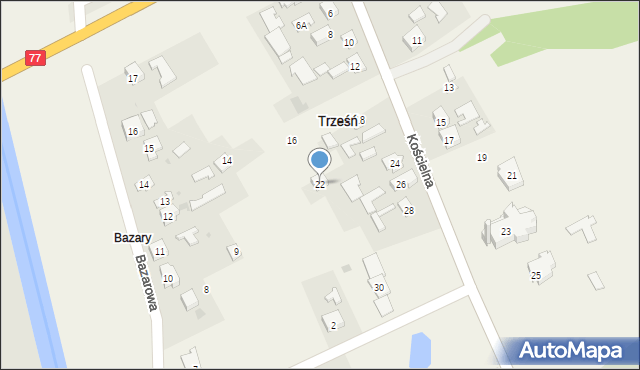 Trześń, Kościelna, 22, mapa Trześń
