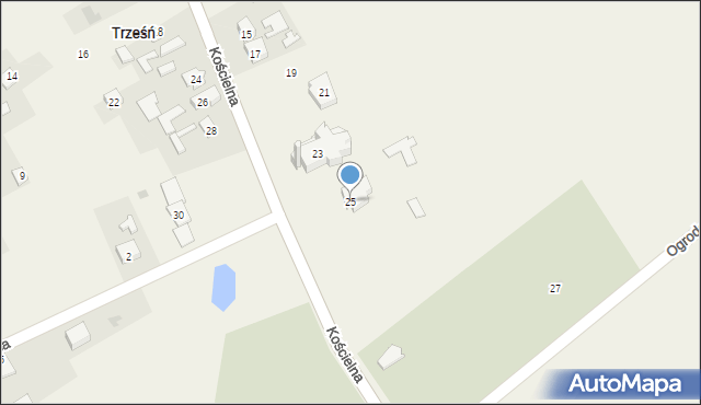 Trześń, Kościelna, 25, mapa Trześń