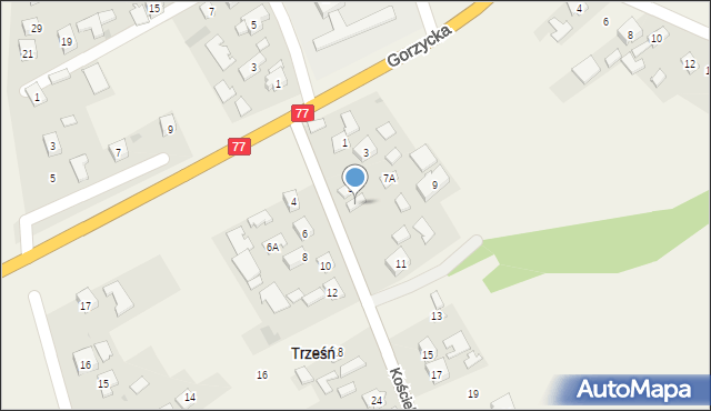 Trześń, Kościelna, 7, mapa Trześń
