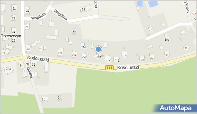 Trzeszczyn, Kościuszki Tadeusza, gen., 27b, mapa Trzeszczyn