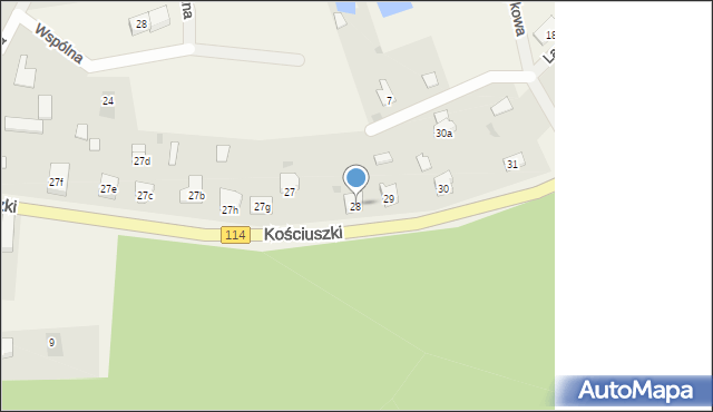 Trzeszczyn, Kościuszki Tadeusza, gen., 28, mapa Trzeszczyn