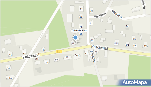 Trzeszczyn, Kościuszki Tadeusza, gen., 33a, mapa Trzeszczyn