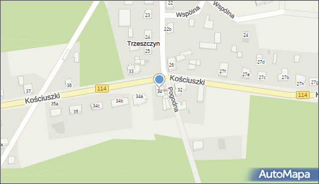 Trzeszczyn, Kościuszki Tadeusza, gen., 34, mapa Trzeszczyn