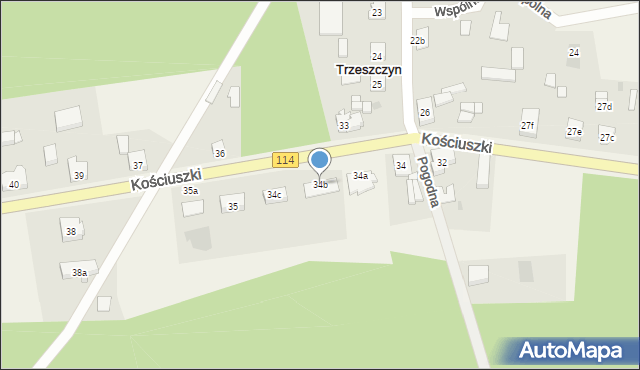 Trzeszczyn, Kościuszki Tadeusza, gen., 34b, mapa Trzeszczyn