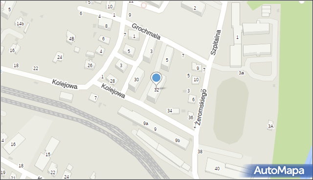 Tuchów, Kolejowa, 32, mapa Tuchów