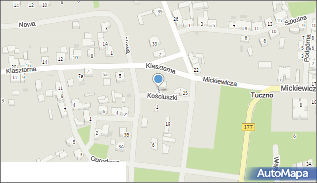 Tuczno, Kościuszki Tadeusza, gen., 2, mapa Tuczno