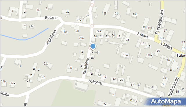 Tułowice, Kościelna, 3c, mapa Tułowice