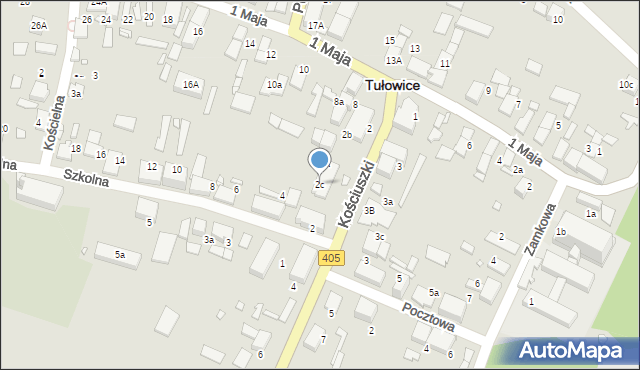 Tułowice, Kościuszki Tadeusza, gen., 2c, mapa Tułowice