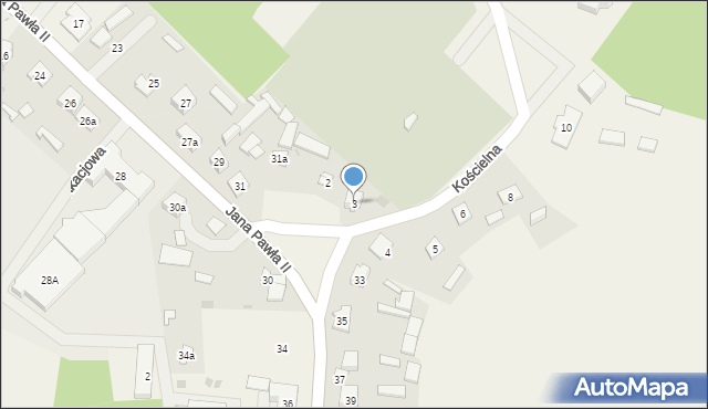 Turośl, Kościelna, 3, mapa Turośl