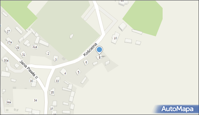 Turośl, Kościelna, 8, mapa Turośl