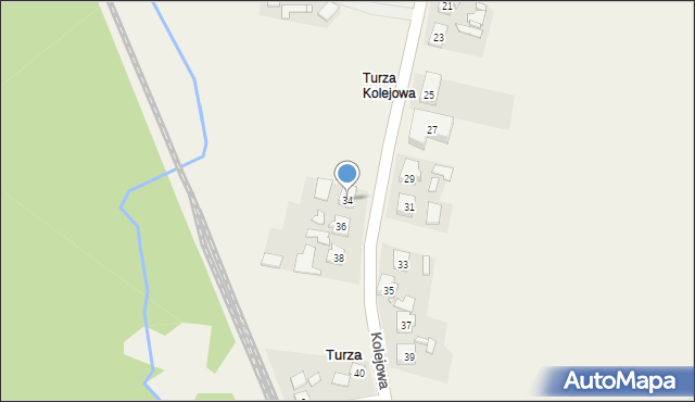 Turza, Kolejowa, 34, mapa Turza