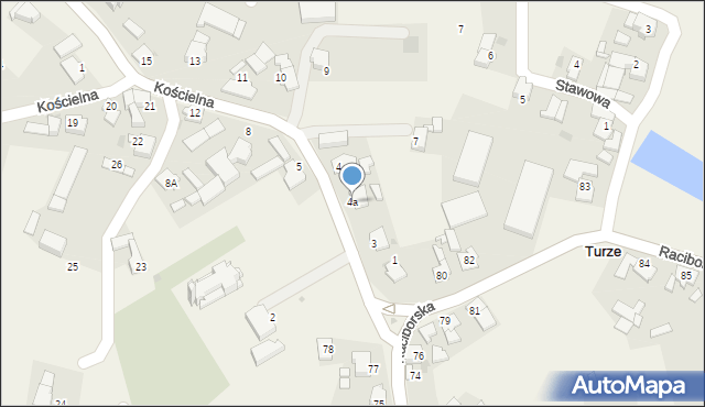 Turze, Kościelna, 4a, mapa Turze