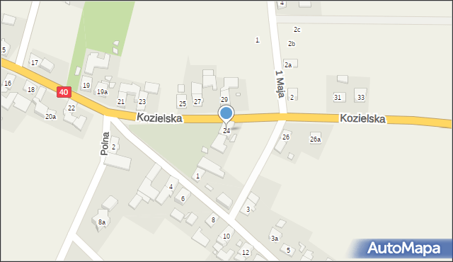 Twardawa, Kozielska, 24, mapa Twardawa