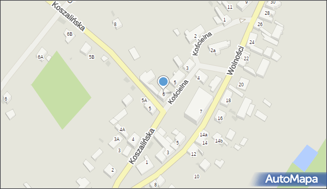 Tychowo, Kościelna, 6, mapa Tychowo