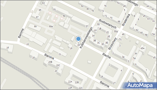 Tychy, Kochanowskiego Jana, 14, mapa Tychów