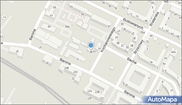 Tychy, Kochanowskiego Jana, 16, mapa Tychów