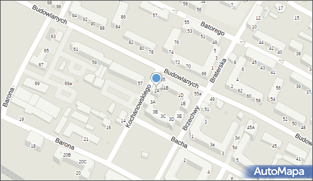 Tychy, Kochanowskiego Jana, 1A, mapa Tychów