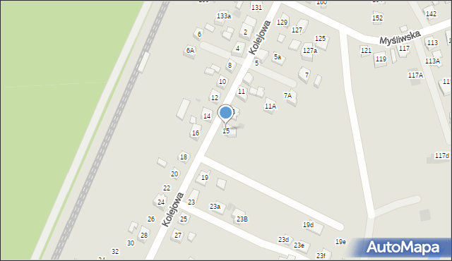 Tychy, Kolejowa, 15, mapa Tychów