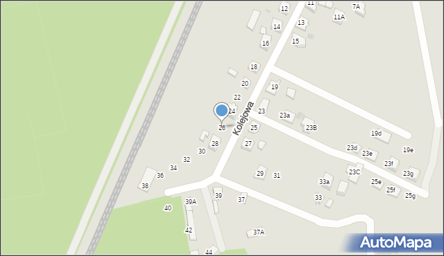 Tychy, Kolejowa, 26, mapa Tychów