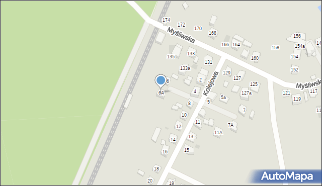 Tychy, Kolejowa, 6A, mapa Tych&oacute;w