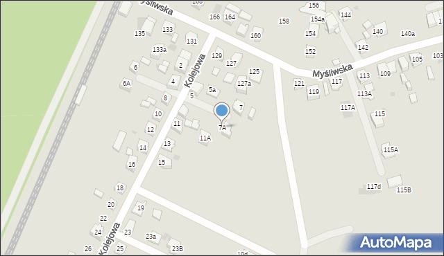 Tychy, Kolejowa, 7A, mapa Tychów