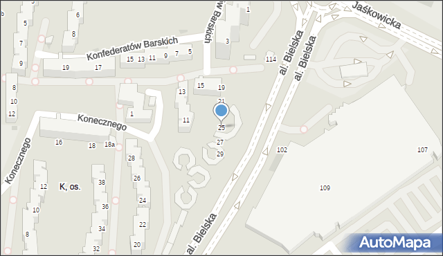 Tychy, Konecznego Feliksa, 25, mapa Tychów