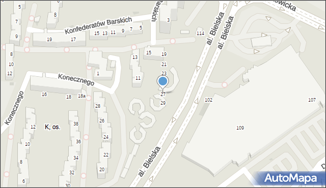 Tychy, Konecznego Feliksa, 27, mapa Tychów