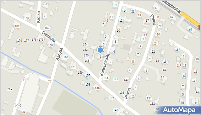 Tychy, Konopnickiej Marii, 1, mapa Tychów