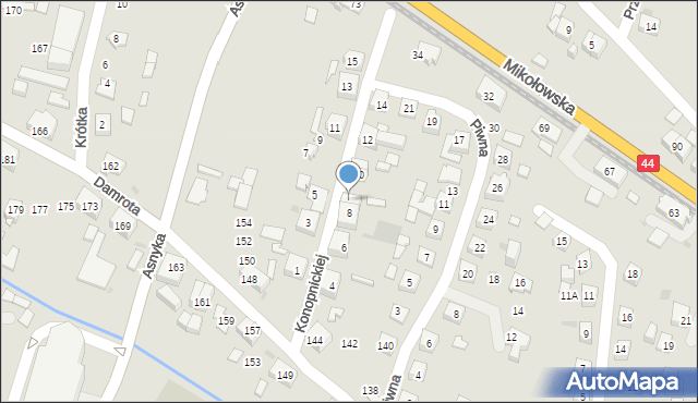 Tychy, Konopnickiej Marii, 8b, mapa Tychów
