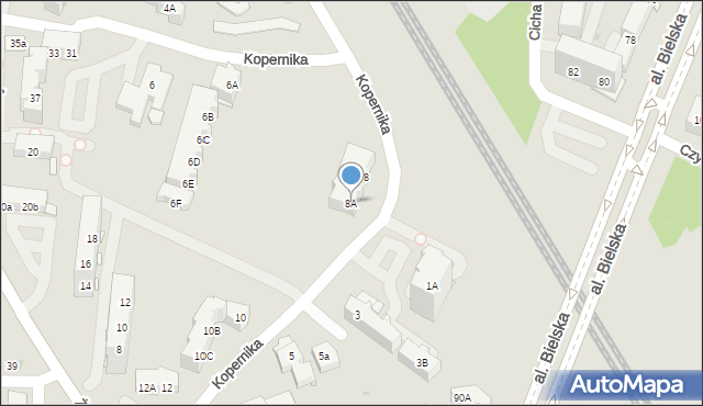 Tychy, Kopernika Mikołaja, 8A, mapa Tychów