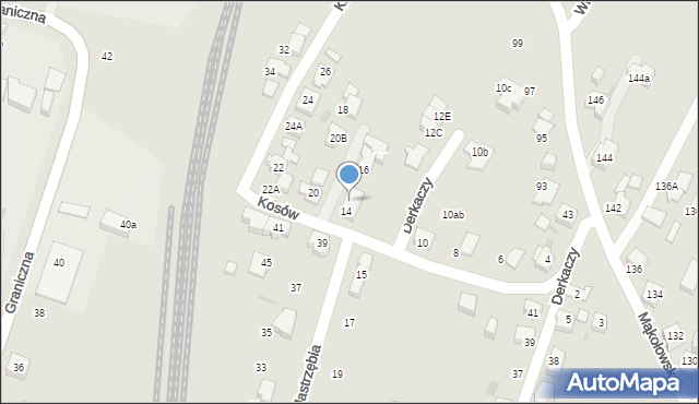 Tychy, Kosów, 14A, mapa Tychów