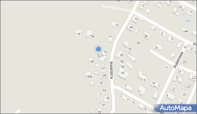 Tychy, Kościelna, 71, mapa Tychów