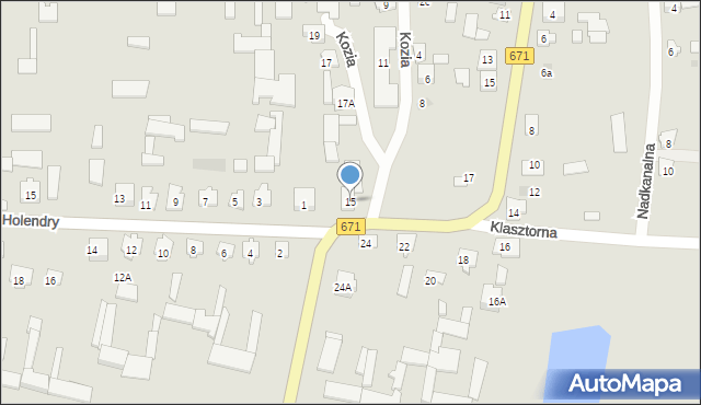 Tykocin, Kozia, 15, mapa Tykocin