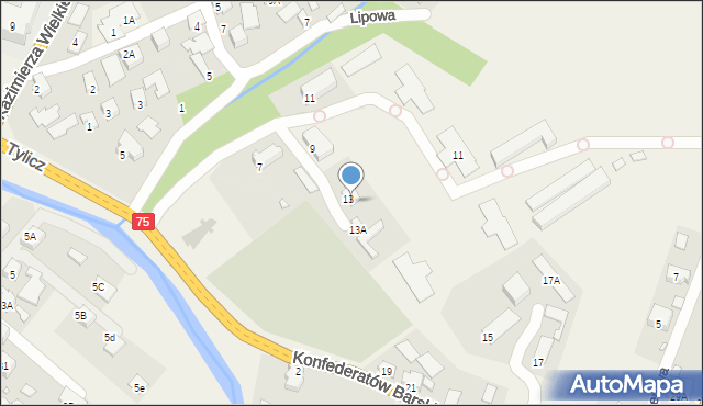 Tylicz, Konfederatów Barskich, 13b, mapa Tylicz
