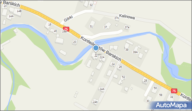 Tylicz, Konfederatów Barskich, 22, mapa Tylicz