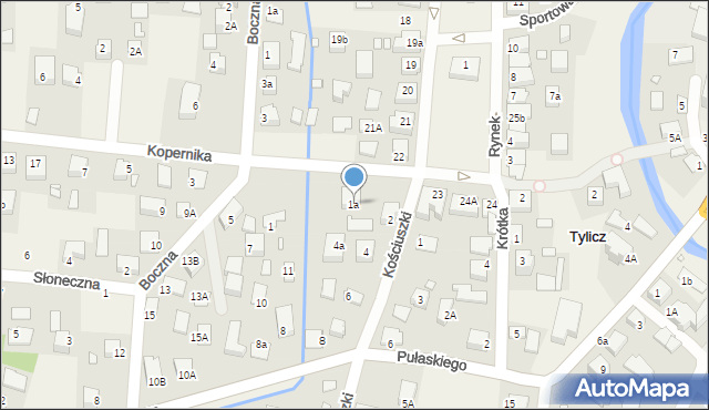 Tylicz, Kopernika Mikołaja, 1a, mapa Tylicz