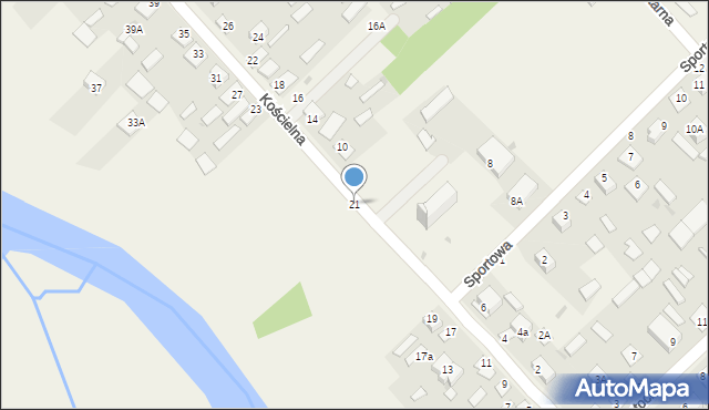 Uhowo, Kościelna, 21, mapa Uhowo