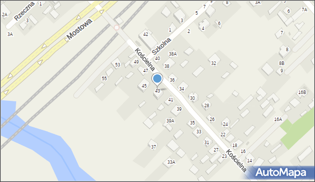 Uhowo, Kościelna, 43, mapa Uhowo