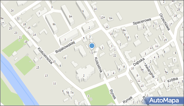 Uniejów, Kościelna, 1, mapa Uniejów